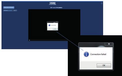 Se i dati di accesso non sono corretti o nella sala operatoria sono state apportate modifiche alla configurazione dei dispositivi di streaming, potrebbe essere visualizzato Connection Failed.