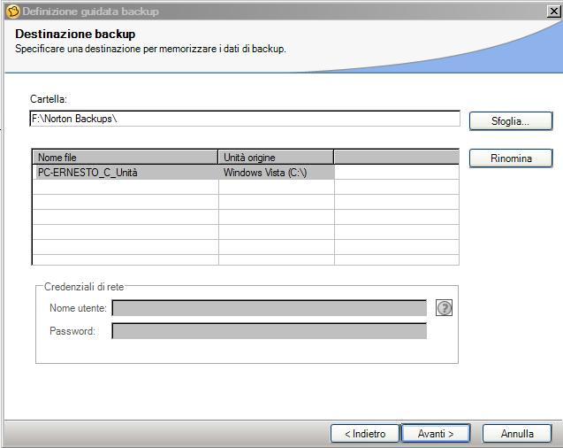 17 (in questo caso è stato scelto Windows Vista e il punto