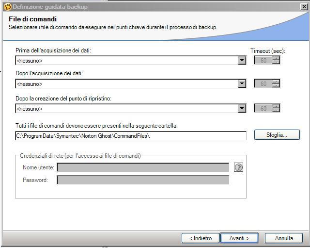 comandi (selezionare i file di comando da eseguire nei punti