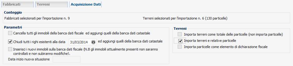 P a g i n a 14 Selezionati gli immobili, si deve definire la modalità di importazione sulla scheda Acquisizione Dati Il pulsante consente di scaricare gli immobili selezionati in un file in formato