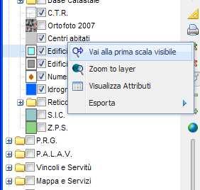 Risultati: se il layer non è attivo il sistema si lo renderà attivo e successivamente si posizionerà automaticamente alla scala adeguata alla