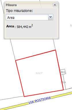 3.5 Misura distanze, aree Selezionando tale comando l utente ha la possibilità di effettuare delle misurazioni lineari (Distanza) e poligonali (Area) sulla cartografia.