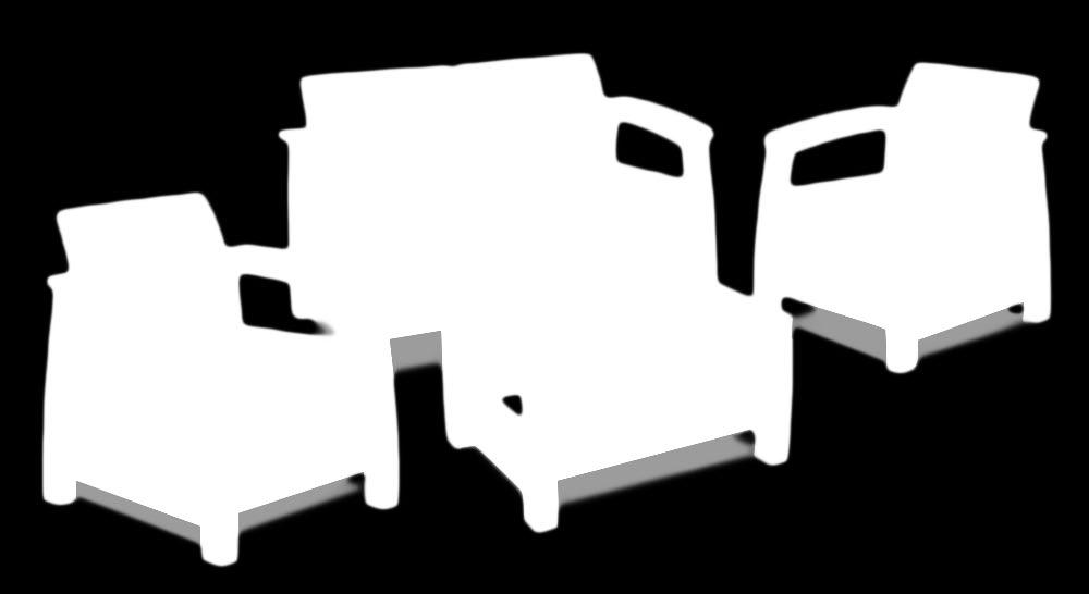 Set Corfù è disponibile nella versione divano 2 posti, divano 3 posti. N.B.: fornito in scatola di cartone rinforzato litografato.