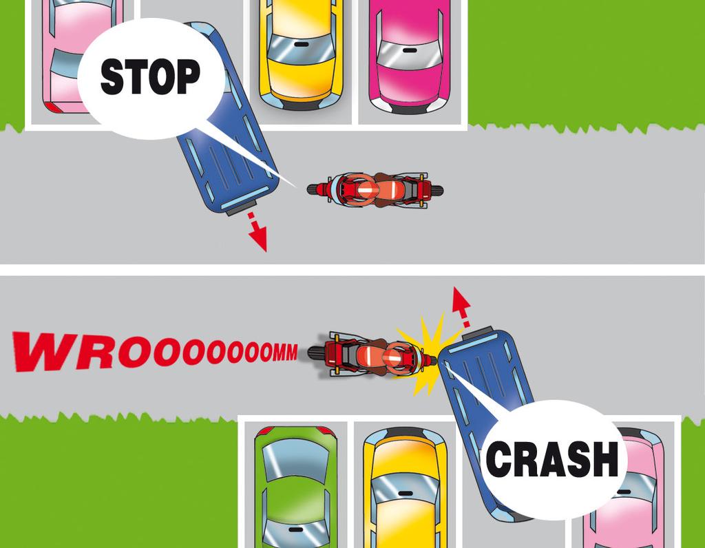 Velocità adeguata: sempre in relazione ai rischi della frenata d emergenza, moto/scooter devono circolare