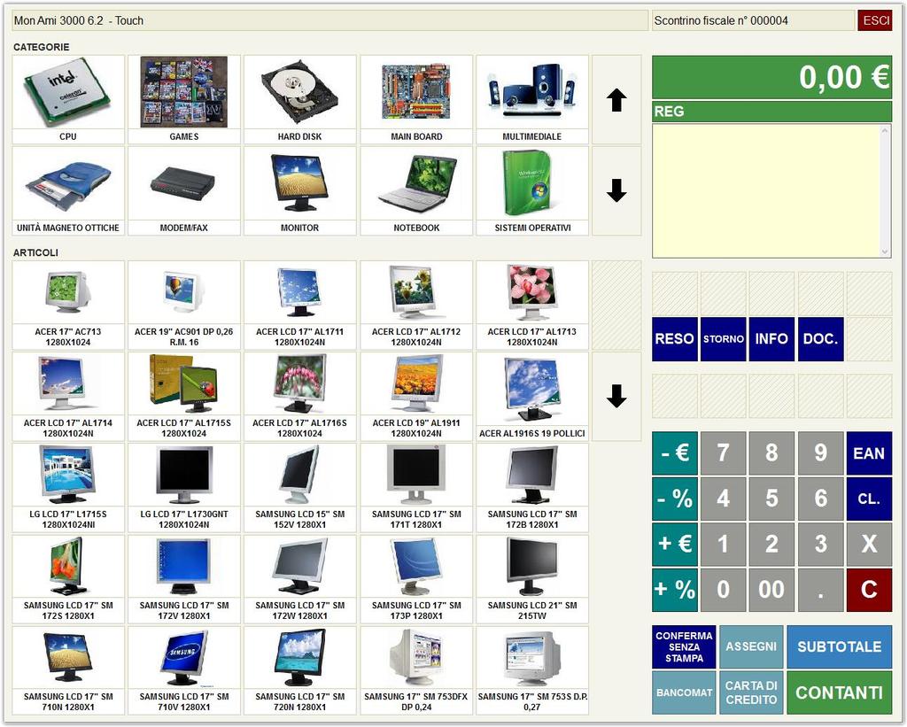 In alternativa all emissione manuale dello scontrino è possibile generarlo e stamparlo anche tramite un interfaccia touchscreen disponibile con l opzione touch.