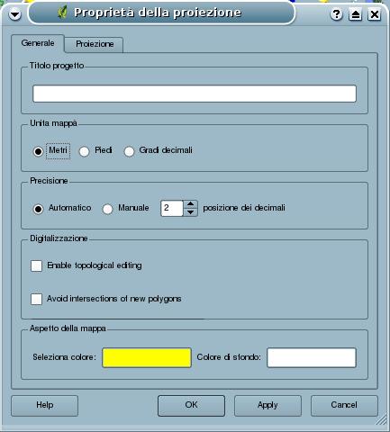 QGIS Impostazioni di base I nostri dati sono associati al sistema di proiezione UTM EDL79 che ha come unità di misura il metro lineare QGIS è in grado di riconoscere il sistema di proiezione