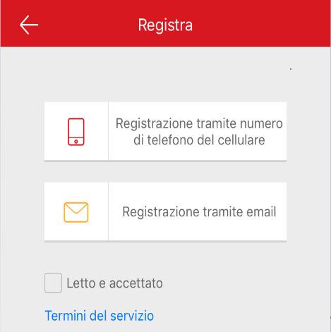 Dopodiché selezionare se effettuare la registrazione tramite numero di