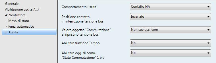 3.2.2.4 Finestra parametri B: Uscita Nota Tutte le seguenti descrizioni e opzioni di controllo si applicano sia per l'attuatore per ventilatore a 1 