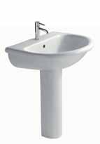 Pedestal en cerámica. Lavabo cm 64 monoforo. Sospeso o per colonna. Washbasin 64cms one hole. Wall-hung or for pedestal. Fixing kit included. Lavabo 64cm 1 orificío. Suspendido o con pedestal.