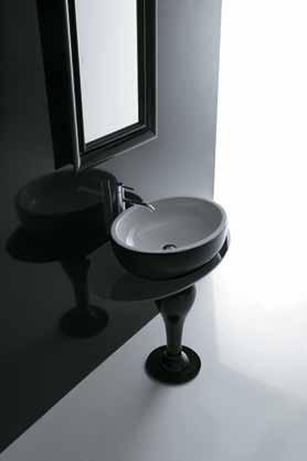 Estructura para lavabo con base de acero, en madera lacada h71 1.163,00 Struttura portalavabo, con mensola in vetro temperato, verniciato Bianco, forato per rubinetteria, per lavabo art. 9863.