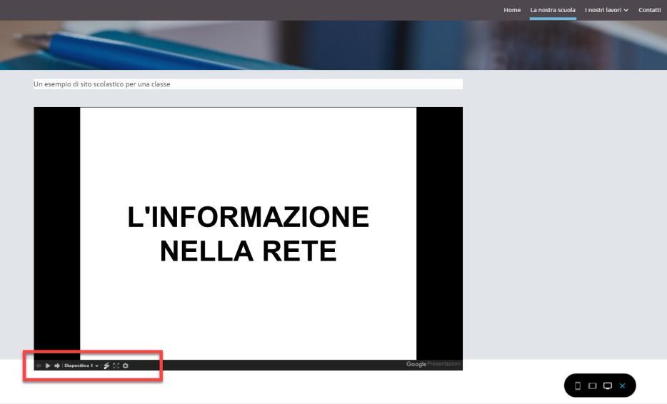 della presentazione: Le dimensioni della finestra in cui diviene visibile il