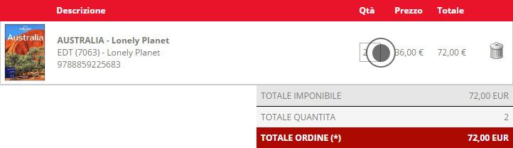 verrà rimandati alla scheda articolo dove verrà evidenziato che una copia è già presente nel carrello.