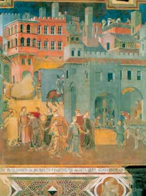 lontananza. 3 Ambrogio Lorenzetti, Effetti del buon governo, 1338-1340. Affresco. Siena, Palazzo Pubblico.