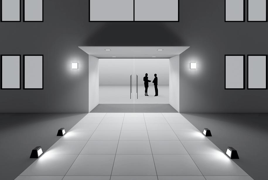 1.08 Progettazione illuminotecnica Esempi di illuminazione esterna 10 lx 20 lx Ingresso edificio adibito a uffici L ingresso all edificio è rappresentativo per l azienda.