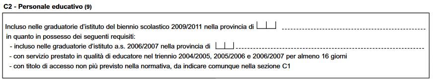 Sezione C1: Titoli di studio di accesso Per chi rinnova l inserimento in GaE, perché inserito nel triennio 2014-17: il titolo di accesso non va dichiarato nuovamente, a meno che non sia da rivalutare