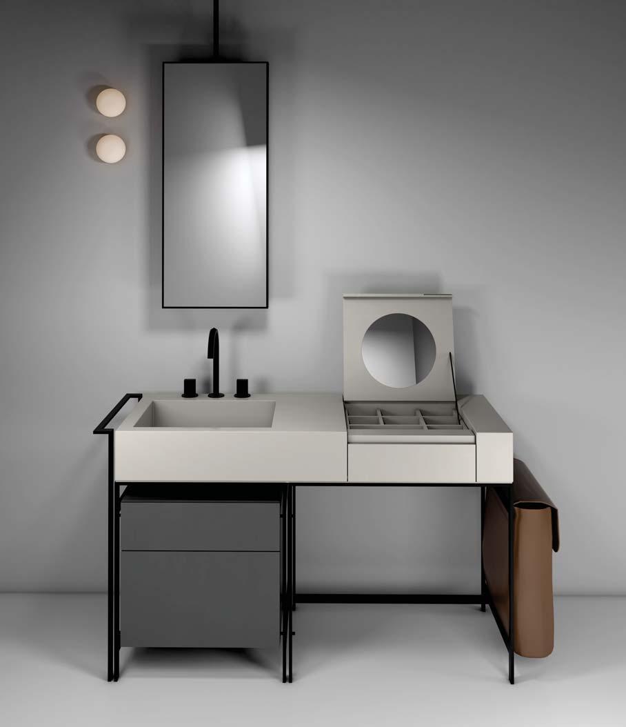 Narciso design Andrea Parisio e Giuseppe Pezzano Specchio Argo a soffitto Argo ceiling-mounted mirror Eclettico e vanitoso Eclettic and vain Narciso lavabo/washbasin elemento "Make up"/"make up"