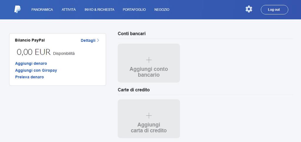 Passaggio 4: aggiungere un conto bancario o carta di credito 4 Al fine di utilizzare PayPal per i pagamenti, è necessario integrare le vostre coordinate bancarie o i dati della carta di credito e la