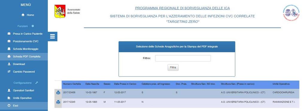 19 Stampa Scheda completa in formato PDF Dalla pagina Scheda PDF Completa è possibile stampare un documento in formato PDF che