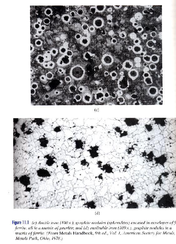 noduli di grafite perlite ghisa duttile, con l aggiunta di 0.05% di Magnesio si promuove la precipitazione di grafite in forma di sferoidi piuttosto dei fiocchi.