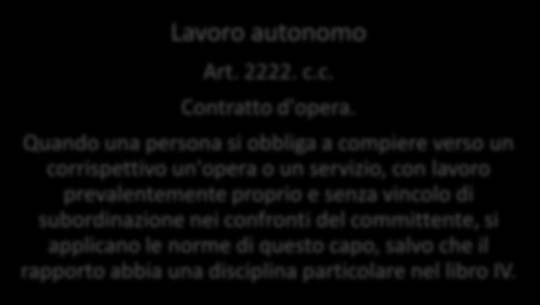 la direzione dell'imprenditore. Lavoro autonomo Art. 2222. c.c. Contratto d'opera.