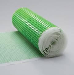 PROCODRAIN GK Foglio a bolle d aria in HDPE verde, con lato superiore accoppiato con tessuto retato.