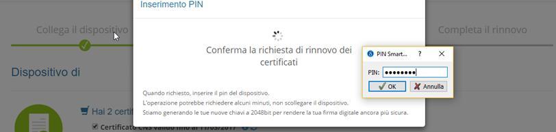 Verrà automaticamente eseguita la lettura dei certificati digitali, che verranno mostrati come in figura.