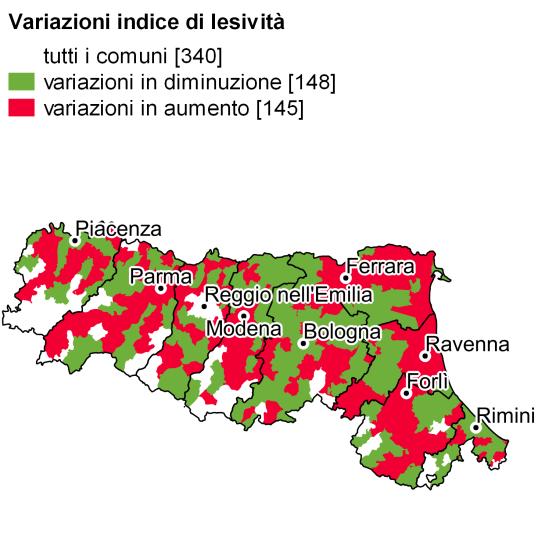 FIGURA 3. INDICE DI LESIVITÀ E DI MORTALITÀ EMILIAROMAGNA. Anni 20132014,variazioni percentuali Nel 2014 il maggior numero di incidenti (12.