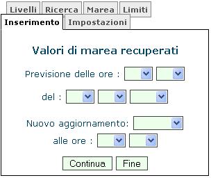 Inserimento manuale dei valori della Marea Se il Centro Maree del comune di Venezia dovesse cambiare il link da cui