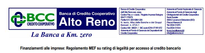 2014, che alle imprese in possesso del suddetto rating sia assegnato uno spread corrispondente