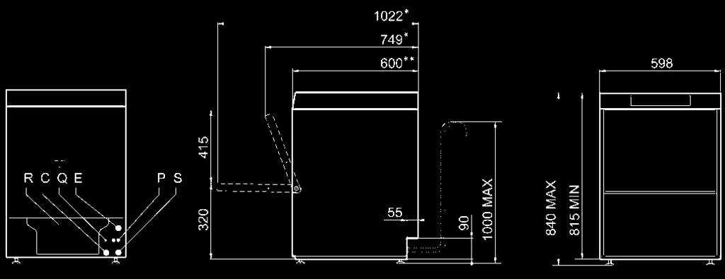 SOTTOBANCO - cesto 500mm Disegno tecnico n.