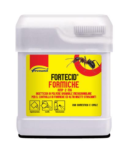 INSETTICIDI AMBIENTALI Fortecid Formiche (AMP 2 MG) POLVERE MICROGRANULARE 250 g Insetticida per il controllo di formiche ed altri insetti striscianti. Uso domestico e civile.