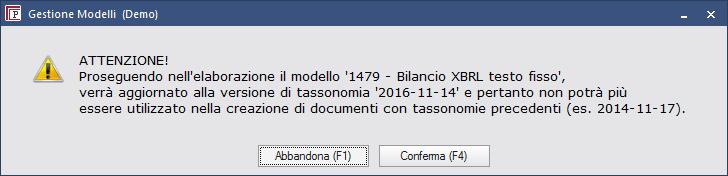 creazione del documento: Conferma (F4) La procedura sostituisce le sezioni e le tabelle della