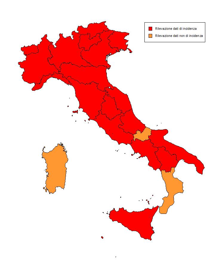 V RAPPORTO ReNaM: RISULTATI Copertura della rilevazione di incidenza Per le Regioni del Molise, Calabria e Sardegna, la rilevazione dei casi