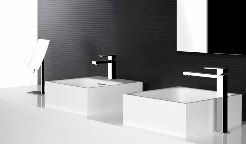 counter top washbasin in Cristalplant (matt white) with overflow waste. L 1 4-9/16 W 1 4-9/16 H 5-7/8.