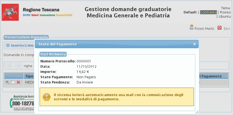 Figura 24. Stat del pagament. 3.7 Uscita dal sistema Al termine delle perazini, il Medic dvrà uscire dal sistema premend il pulsante Esci in alt a destra nella pagina. Figura 25.