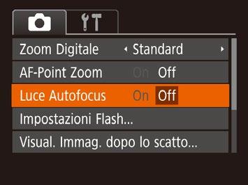 Personalizzazione del funzionamento Personalizzare le funzioni di scatto nella scheda [ ] della schermata dei menu come descritto di seguito.