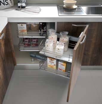 New mechanism Magic for corner cabinets with a soft closing in the new brown