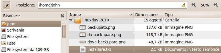 Restore incrementale (parte II) Scriviamo (su una riga sola): rdiff backup r 1B force /media/jhl8gb/linuxday 2010 backup/