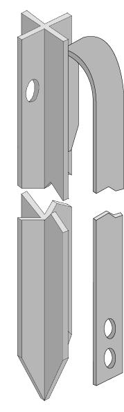 DISPERSORI DI TERRA DISPERSORE ZINCATO in profilato di acciaio omogeneo con sezione a X zincato a caldo secondo norme CEI 7-6; completo di piastrina con n 3 fori Ø 11 mm per la connessione con