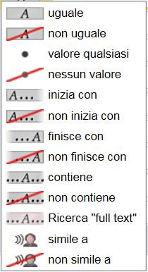 A seconda del tipo di oggetto scelto nella maschera