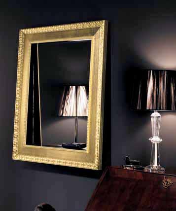 DEEP Deep art. 0/553 Specchio con mensola integrata. Cornice in legno larga cm 12 decorata foglia oro o argento.