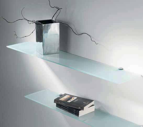 made of frosted glass 8 mm. thick, complete of aluminium shelf supports cm 20,5x100x11h Stringa art.