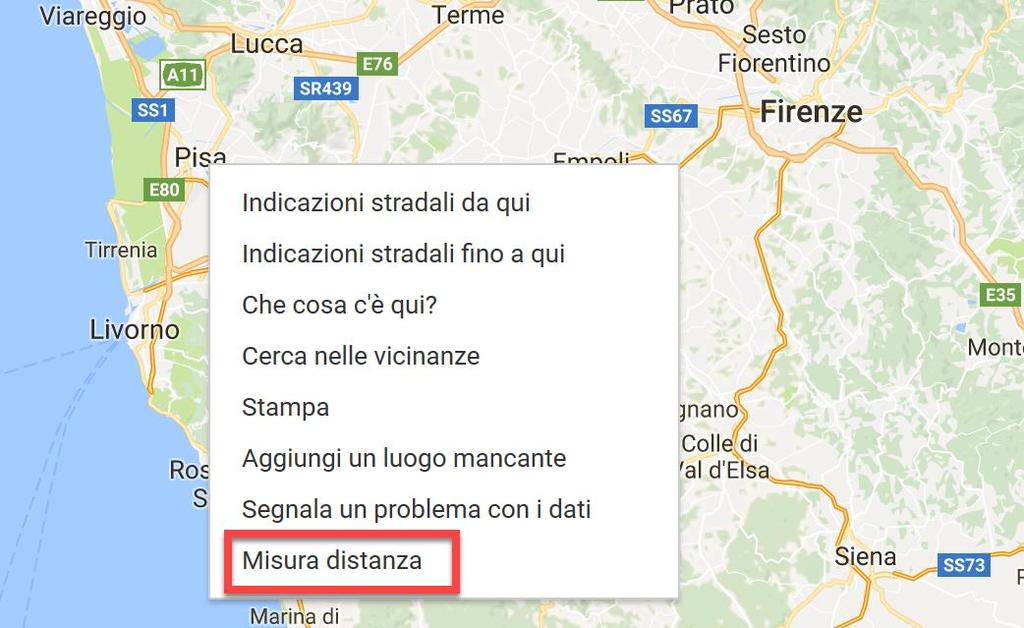 Distanza Per misurare la distanza tra un punto ed un