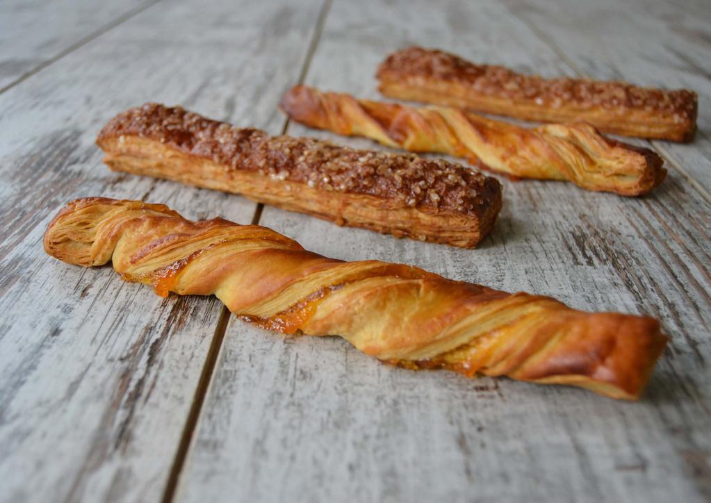 VIENNOISERIE Novità 77874 Happy Sticks - (burro 15%) 80 gr 75 pz/crt - 64 crt/bnc Cottura 22-25 a 160 C all albicocca Novità 77875