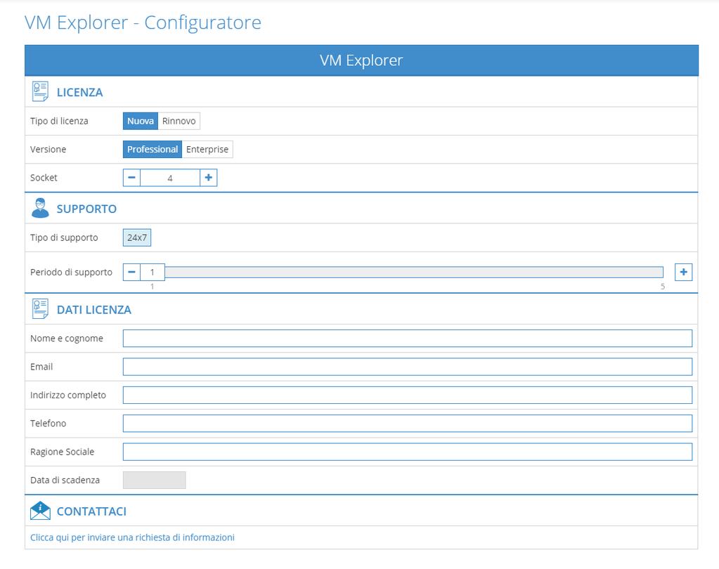 numero di socket può essere suddiviso tra server, ad esempio la licenza Pro copre 2 host con 2 CPU fisiche ciascuno, oppure 4 host con 1 CPU ciascuno.