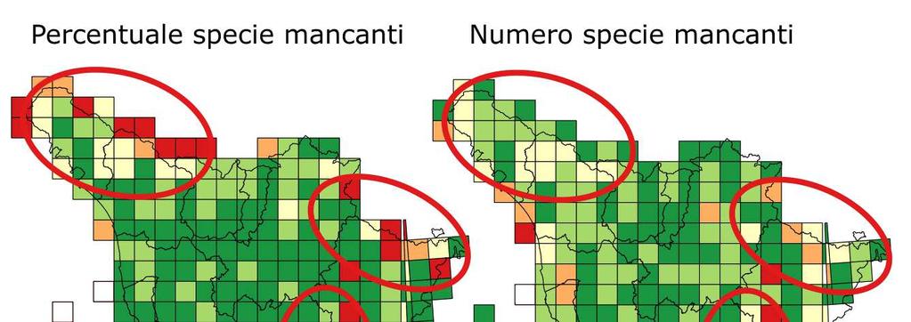 - Atlante nazionale degli uccelli in inverno Avanzamento in Toscana. Stagione 2014-15 3 Quali sono le aree dove c'è più bisogno?