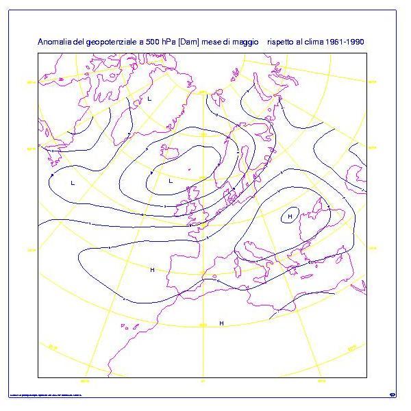 maggio i centri di azione delle depressioni a cui sono connesse le perturbazioni hanno interessato in prevalenza il nord Europa e che non hanno interessato l Europa Mediterranea.