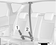 Cinture di sicurezza sui sedili posteriori Il sedile posteriore centrale è equipaggiato con una particolare cintura di sicurezza a tre punti.