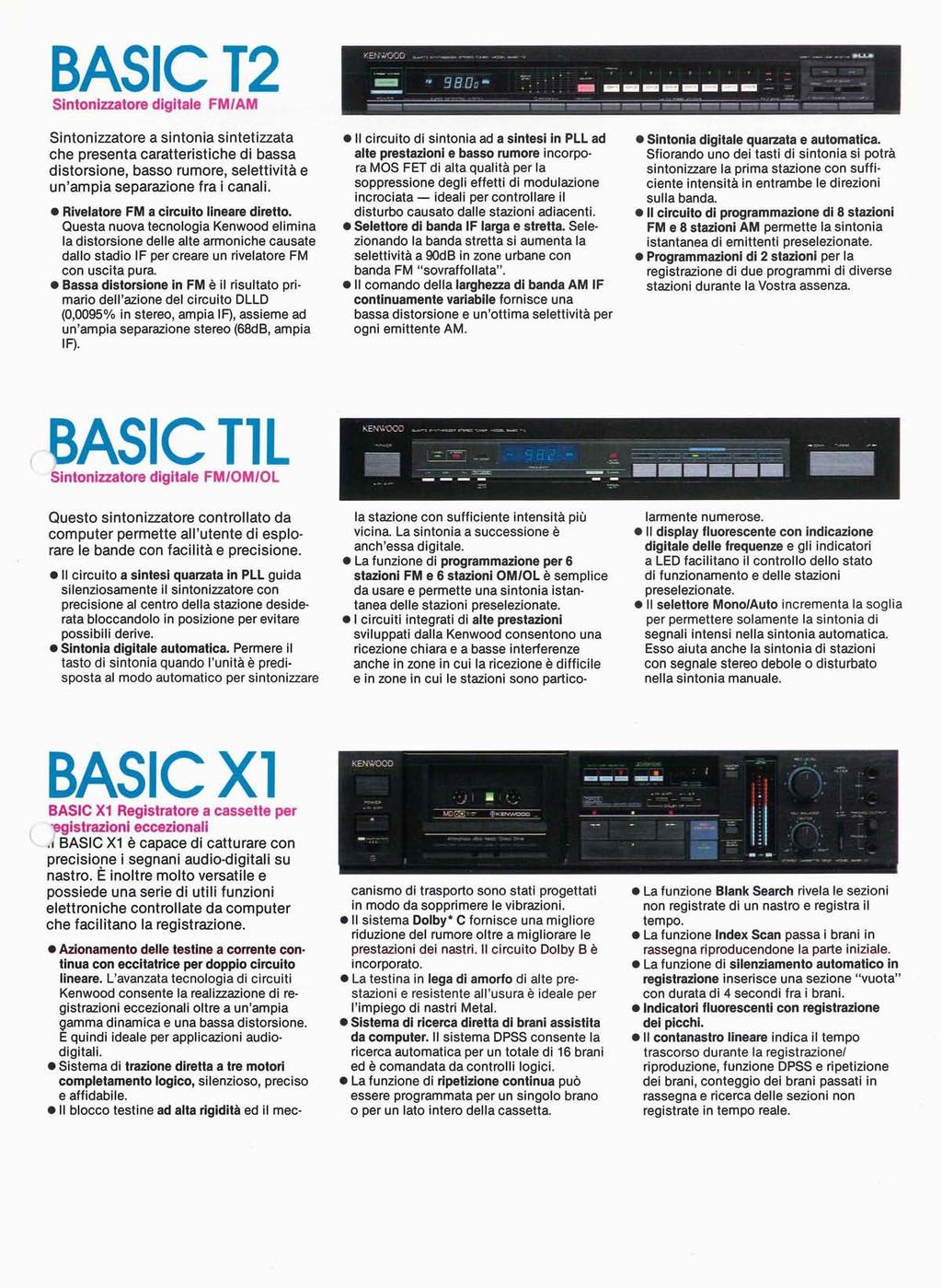 BASIC T2 Sintonizzatore digitale FM/AM Sintonizzatore a sintonia sintetizzata che presenta caratteristiche di bassa distorsione, basso rumore, selettività e un'ampia separazione fra i canali.