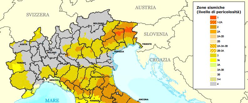 La sismicità nel nord Italia Dal 2003, le zone NC sono diventate zone 4, ed in alcuni casi zone 3 (vedi Pinerolo, Giaveno ecc ).